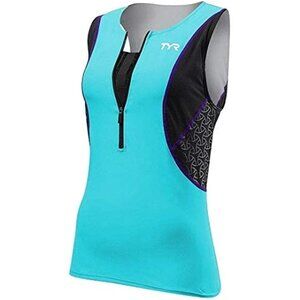 TYR Women's Competitor Triathlon Singlet w/ Bra, XS,  Blue Turquose/ Purple